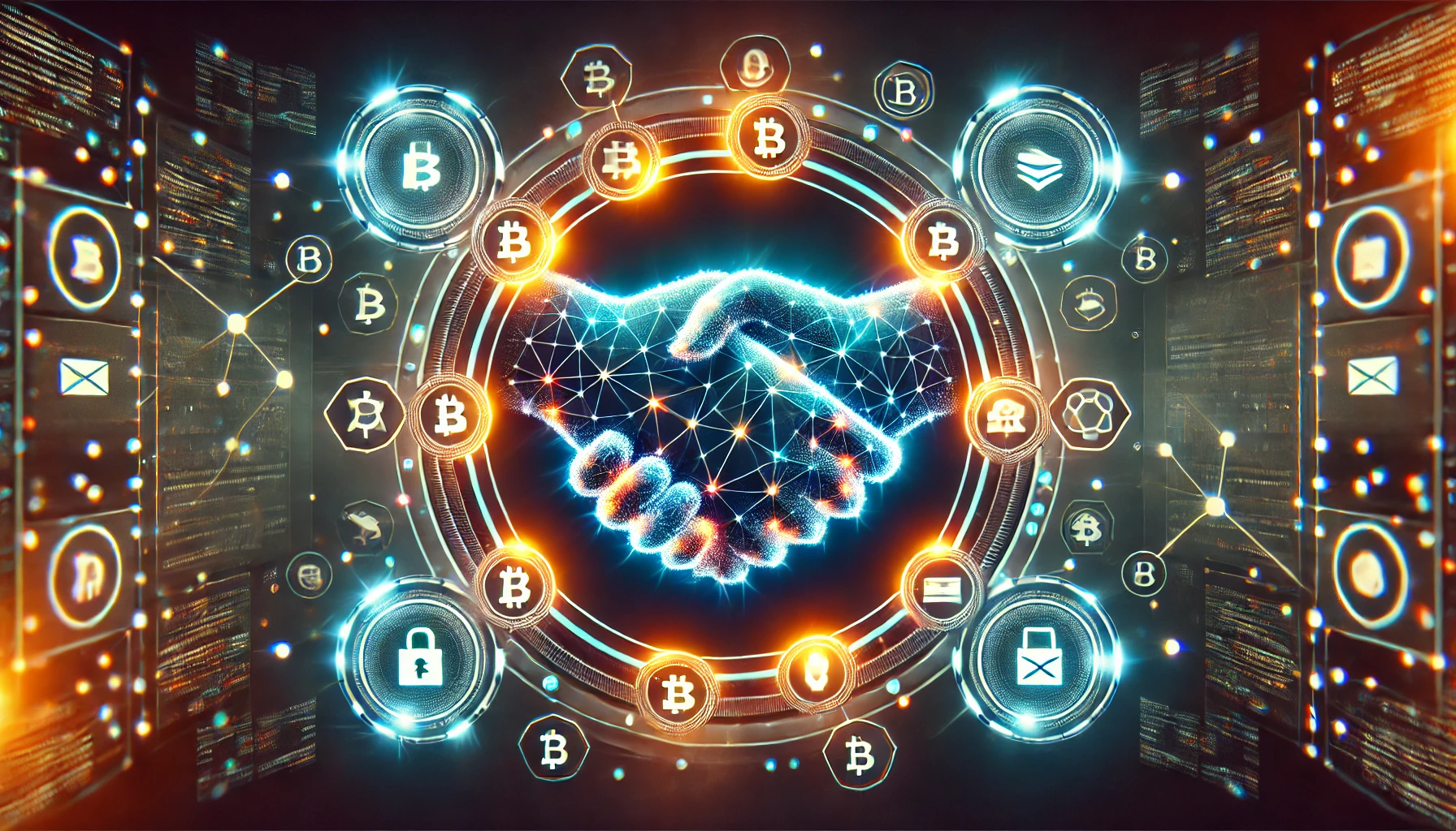 A futuristic digital handshake